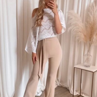 Women Rag and Doll  | Emy Lace Jumpsuit Nude + White Nude White